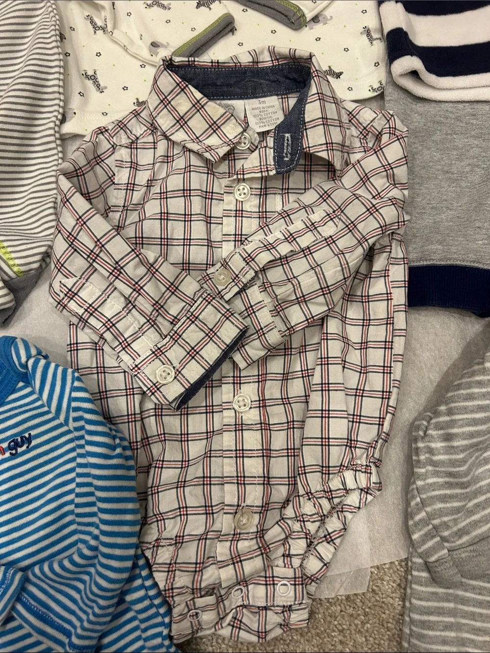 Carter's Baby Boys Multi-Color Mixed Outfit Bundle - Blue, Gray, White, Navy